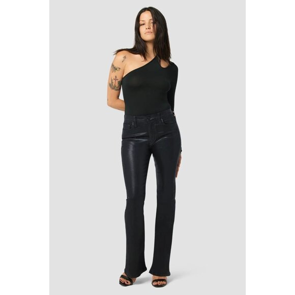 HUDSON Barbara Noir Coated Black Stretch High Rise Bootcut Jeans, Size 29 - Picture 1 of 16